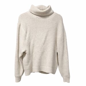 Denver Hayes Ribbed Cream Turtleneck Sweater Cozy Oversized Size Medium